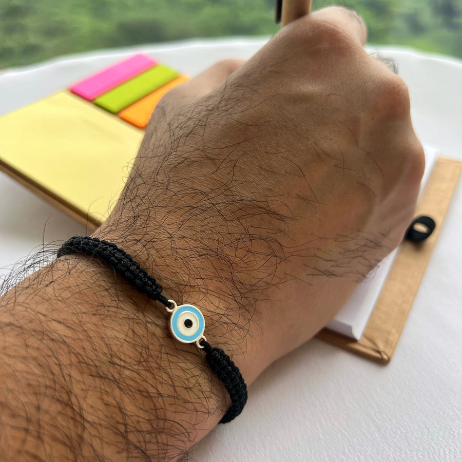 Women - Evil Eye "Nazar Guardian" 92.5% Silver Bracelet in Black Onyx Beads