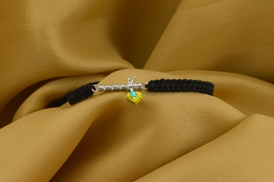 Women - Krishna ji Bansuri Hallmarked 92.5% Silver Bracelet in Black Cotton Thread - Image 3